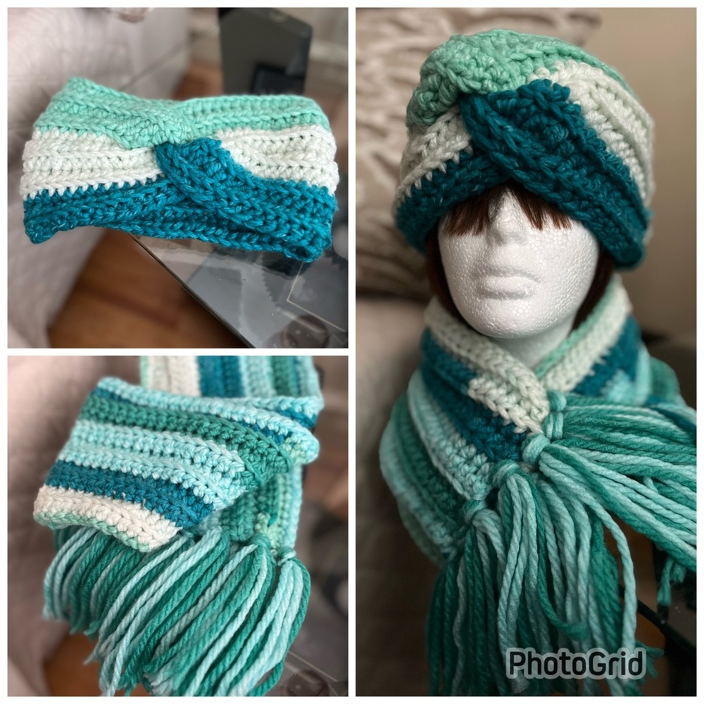 Crochet Headband and Fringe Scarf